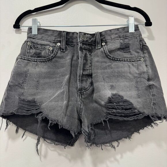 Boyish Pants - Boyish Womens Cody Shorts 26 Faded Gray Cutoff Jeans Denim Octopussy